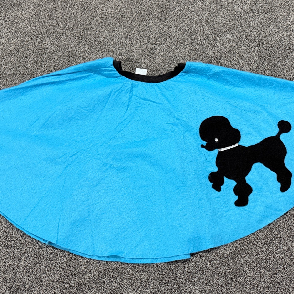 Blue Circular Tunic with Black Poodle Applique Poodle Skirt